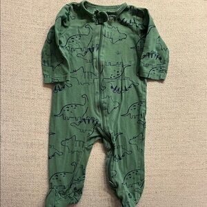 Carter's Green Footed One-Piece with Navy Dinosaur Print